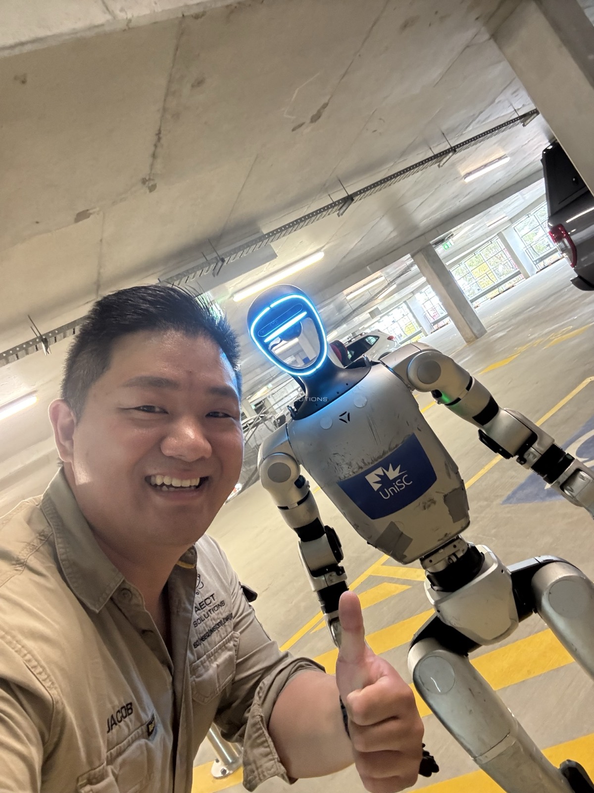 Humanoid robot at a physical-AI collaboration session