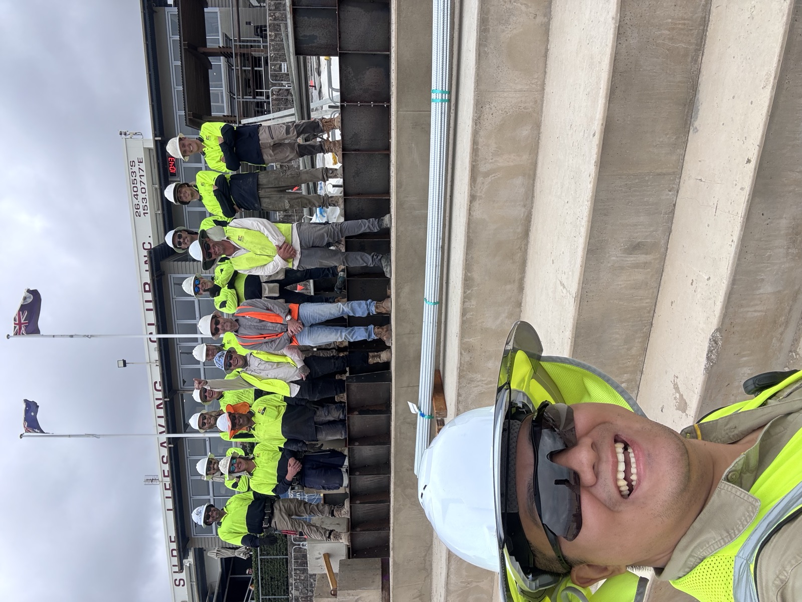 Site inspection with crew on a bridge structure